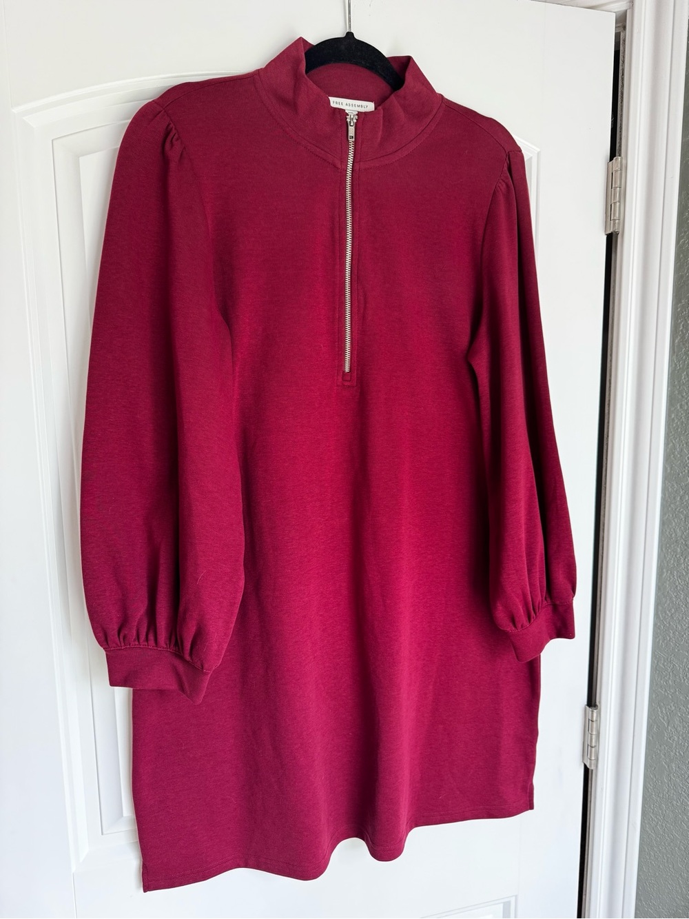 Free Assembly Quarter Zip Knit Dress XXL Berry Red Long Sleeve NWT